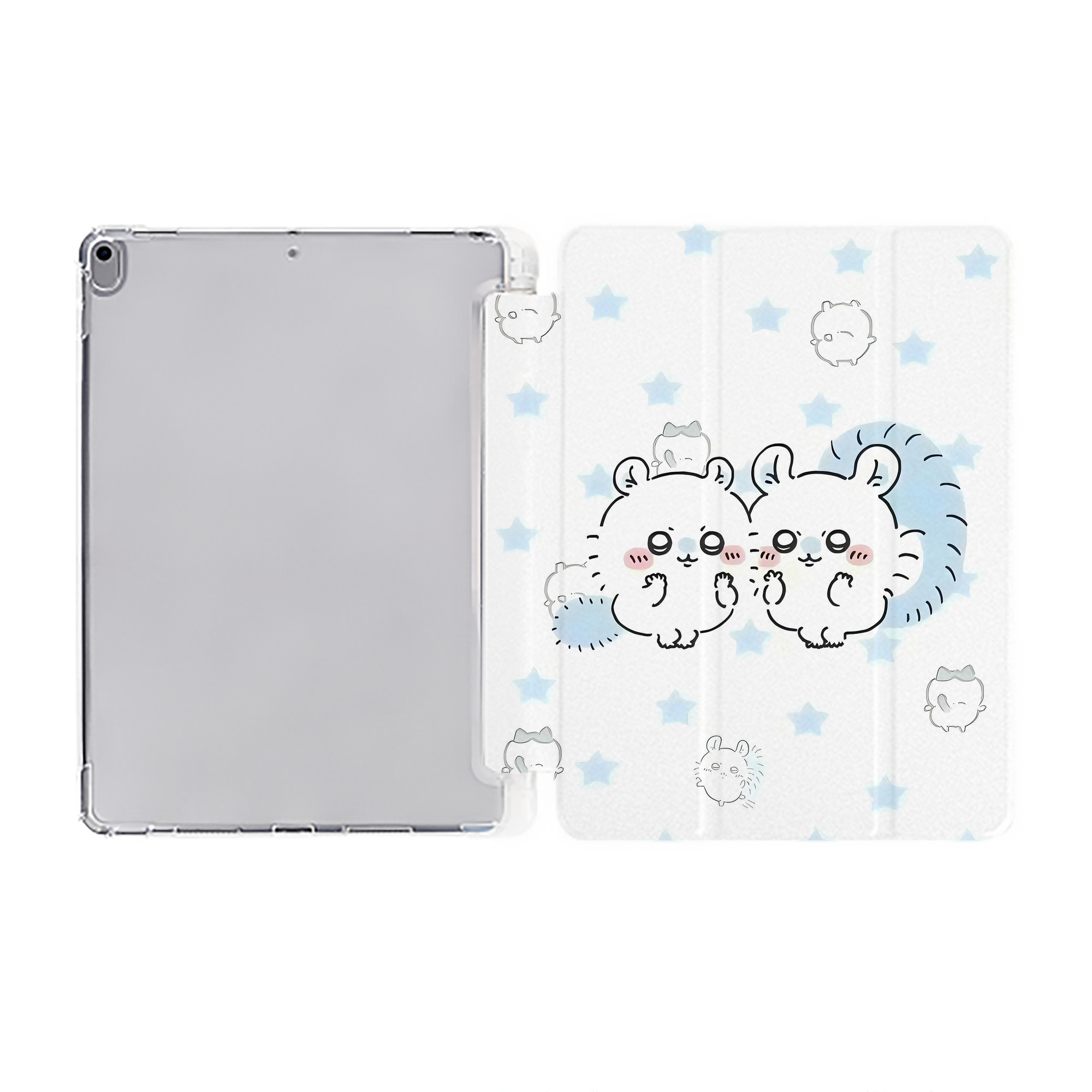 （画像用） ちいかわ Chii-kawa IPad ケース ペン収納付き 三つ折りスタンド PUレザー×シリコン 対応機種9.5/10.5/10.9インチ